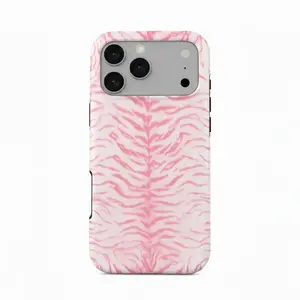 Pink Tiger Stripe Phone Case, Pastel Pink Zebra Print Phone Case, Aesthetic Animal Print Protective Cover for iphone 17 - 11 Promax