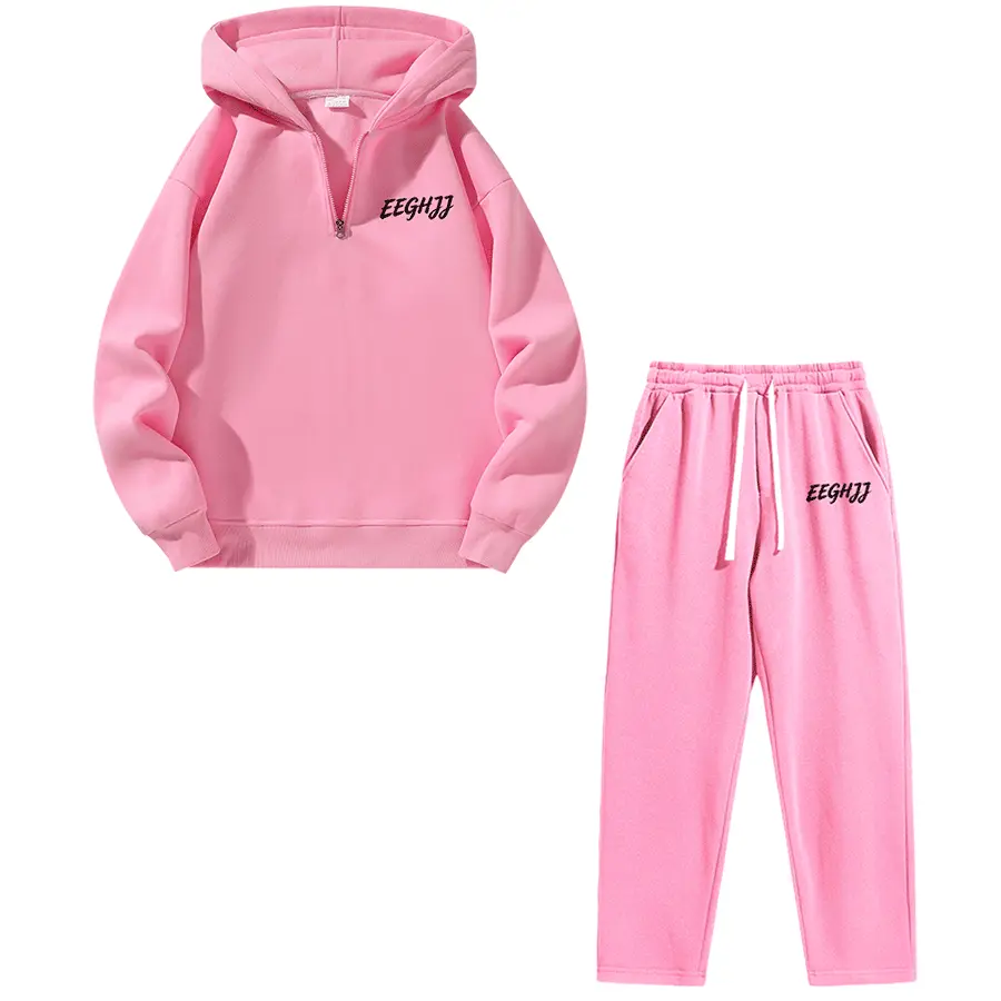 Men's Printed Street Style Outfit, Stylish Half-Zip Hooded Sweatshirt and Pants Set, Regular Fit Menswear for Spring, Autumn & Winter