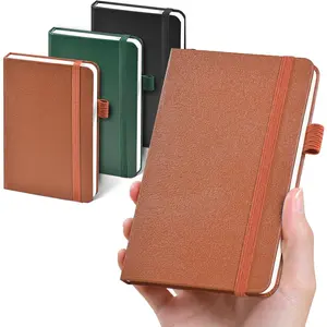 3 Pocket Small Notebook Journals for Women Men, 480 Lined Pages Hardcover Mini Notebooks for Work Travel, 3.7"x5.7" Small Pocket Notepad, Cute A6 Notebook for Note Taking Black,Brown,Green
