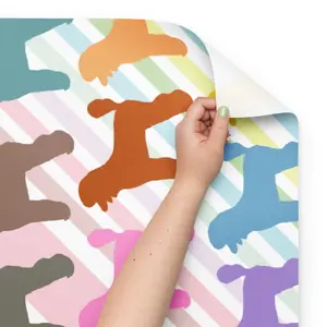 Colorful Poodles on Color Diagonal Stripe Background Wrapping Paper Sheets