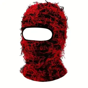 Distressed Tassel Cool Ski Mask Hip Hop Windproof Knit Hats Unisex Beanies Elastic Coldproof Balaclava For Women & Men