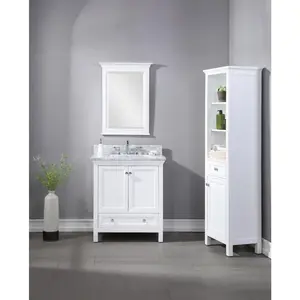Cunningham Freestanding Modern Bathroom Vanity with Carrara White Marble Sink Top Cunningham Freestanding Modern Bathroom Vanity with Carrara White Marble Sink Top