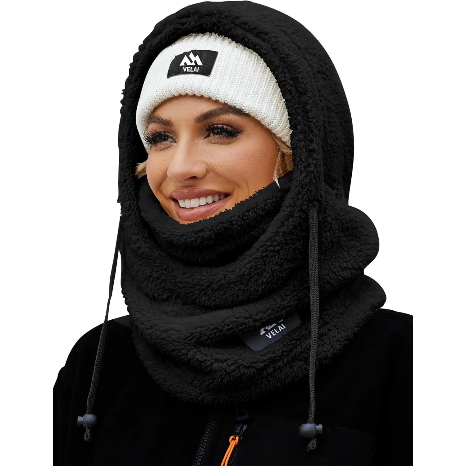 Unisex Thermal Ski Mask - Thick Fleece Hooded Balaclava, Windproof Neck Warmer for Female & Cold Weather Skiing, Snowboarding, Running