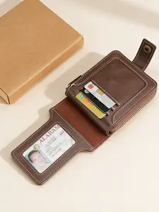 One piece,Men's Short PU Wallet, Multi-Card Slots, Snap Button Closure, Vintage Simple Design, Multifunctional Ticket Holder Money Clip Coin Purse