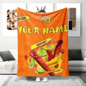 Ultra-Soft Printed Woolen Blanket, Takis Fuego Design, Perfect for Christmas, Halloween, Thanksgiving, Easter, Ideal Holiday Gift