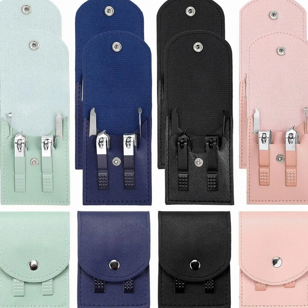 12 Sets Manicure Set Bulk Nail Clippers Pedicure Kit Stainless Steel Professional Pedicure Grooming Kits Nail Care Tools with Travel Case for Men Women Hands Foot(Pink)