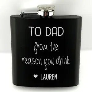 Craft & Clan Funny Dad Whiskey Flask – From the Reason You Drink – Personalized Father’s Day Gift – Engraved Flask from Daughter or Son – Custom Flask Birthday Drinkware
