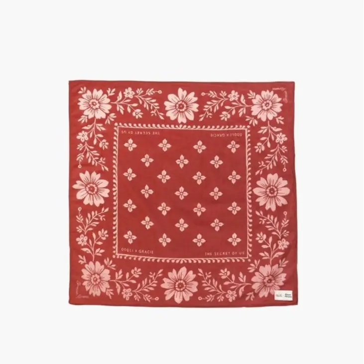 Coquette Western Floral Bandana, Aesthetic Retro Hair Scarf, Y2K Neck Accessory
