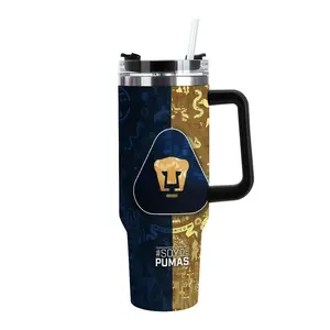 Pumas UNAM Insulated 40oz Tumbler – Navy and Gold Double-Wall Stainless Steel Travel Mug – # SoyDePumas Fan Gear