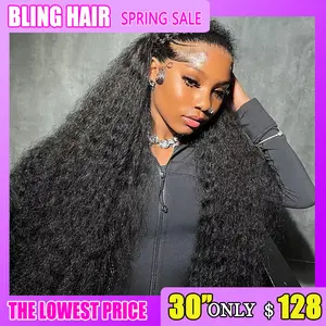 Kinky Curly Lace Front Human Hair Wig 30 36 Inches Curly Human Hair Wig 180 Density Brazilian Remy 13x4 13x6 Transparent Hd Lace Frontal Wigs Deep Wave Human Hair Wig For Women Pre Plucked TikTokShopHolidayHaul