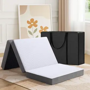 Trifold Mattress, 3 Inch Memory  Foldable Mattress with Washable Cover, Tri-Folding Floor Bed for Camping, Single