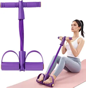 Multifunctional Pedal Resistance Band, 8-Tube Stretch Band with Handle, Fitness Shaping Yoga Exercise Equipment, Natural Rubber Tension Rope, for Abdominal, Leg, Arm, Back Training