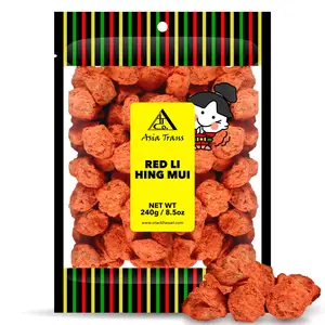 Asia Trans Seeded Red Li Hing Mui Crack Seed Plums - Hawaiian Favorite - Sweet, Sour, & Salty Dried Asian Plum