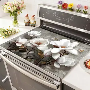 Soft Electronic Stove Panel Protector Pad, Flower Pattern Design, Scratch Resistant, Easy to Clean, Multi-Purpose Kitchen Cover, Stove Plate, Household