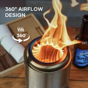 Table Top Firepit-Mini   with Carry Bag, Small   Outdoor, Smokeless Firepits with Stand, Portable Stainless Steel Solo   for Outside Patio Camping|5.5x7.9 Silver