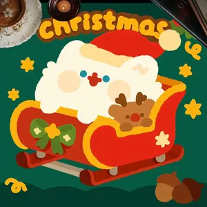 1pc Kawaii Christmas Sleigh & Cute Cloud Character Table Cover Whimsical Holiday Decor and Sweet Festive Room Decoration, Soft Washable Fabric Tablecloth for Christmas Gatherings, Kids' Parties and Home Use