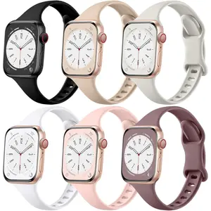 Thin Slim Bands Compatible with Apple Watch 40mm 38mm 44mm 45mm 46mm 42mm 41mm 49mm SE iWatch Bands Ultra 3 2 1 Series 11 10 9 8 7 6 5 4 3 2 1 for Women Men, Soft Narrow Sport Strap Wristband