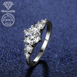Five-Stone Moissanite Engagement Ring – 1 Carat | 925 Sterling Silver