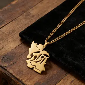 Cazador Stainless Steel Iran Map Persian Calligraphy Necklaces Jewelry Iranian Necklace for Men Women Gift Wholesale New 2026