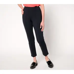 QVC Women's Petite Signature Ponte Ankle Pants with Pintucks