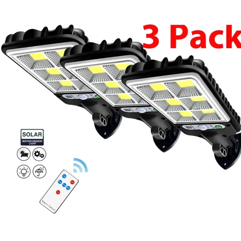 3PCS Outdoor Solar Wall Light LED Motion Sensor Bright Flood Street Lamp 3 Modes