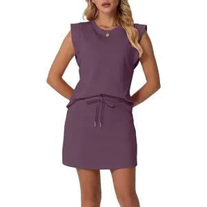 Cotton Women's Raglan Sleeve Top & Skirt 2 Piece Set Anti-Exposure with Inner Pockets, Comfortable Casual Elegant Commute Outfit Men's Retro Basketball Jersey Mesh Ventilation High Waist Back Flare Leg Workout Pants, Sleeveless, Women's Clothes