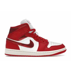 Jordan Women's 1 Mid SE Red Cracked Leather, from StockX