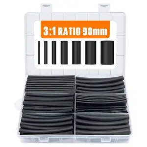 90mm Heat Shrink Tubing Kit 180 count, Ratio 3:1 Adhesive Lined, Dual Wall Tube - Marine Grade , 7 Diameters, Heat-Shrink Tube, Heat Shrink  Sleeve - Black