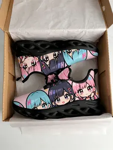 1 Pair Unisex Casual Sports Shoes, Lightweight Breathable Non-Slip Platform Shock-Absorbing, Ideal for Daily Outdoor Wear, Japanese Anime Girl Full Print Trendy Texture