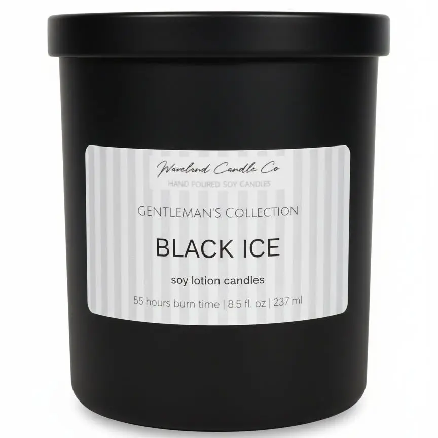 8.5 oz Matte Black Men's Tumbler Soy Lotion Candles