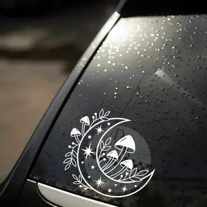 Crescent Moon Mushroom Permanent Decal Sticker - Car/Truck Decal Sticker