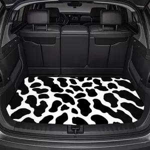 Black And White Spotted Polyester Car Trunk Mat with Cow Print Design - a Must-Have for Travel. Fits a Wide Range of Vehicle Models, Enhances Your Car'S Interior Decor, And Keeps Your Trunk Clean And Dry