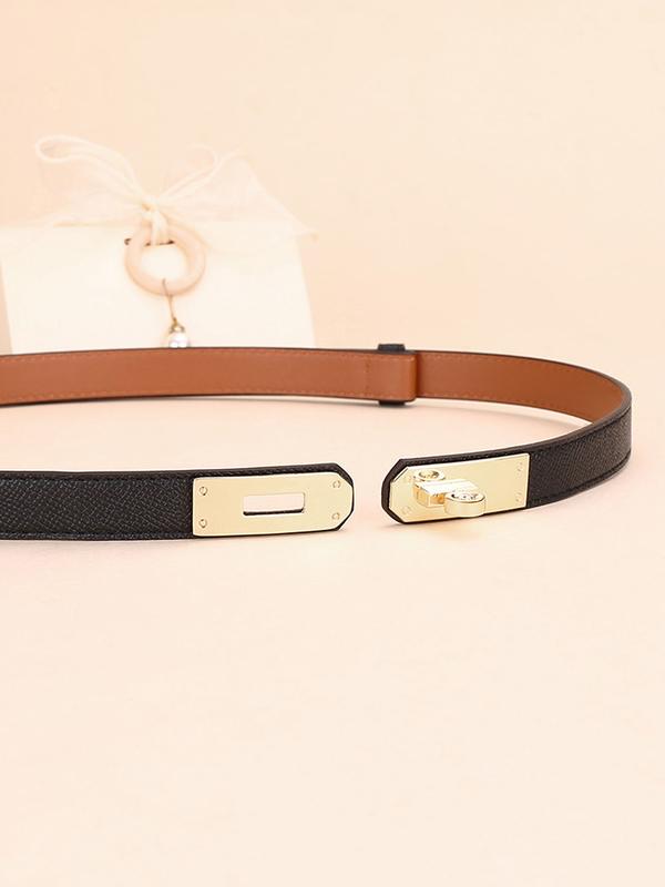 Adjustable Thin Belts For Womens Skinny Belts For Dresses Womens Solid Color Alloy Turn Lock Belts For Jeans