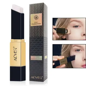 2 in 1 Concealer Stick & Makeup Brush, 1 Count Long Lasting Concealer Foundation Buildable Coverage & 1 Count Makeup Brush, Versatile Cosmetic Tool for Flawless Skin, Compact