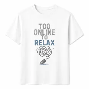 Too Online To Relax Graphic T-Shirt for Men Women, Funny Internet Burnout Tee, Casual Cotton Shirt