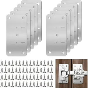Cabinet Hinge Repair Kit,Cabinet Hinge Repair Board Replacement Kit-Hinge Fixing Plates for Kitchen, Cupboard, Locker, Cabinet Doors with Screws 10-Pcs