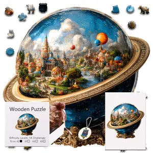 Fantasy Planet Wooden Puzzle Toy, Wooden jigsaw puzzle, with Irregular Animal Shapes, Suitable for Ages 3+ - A Mind-Engaging Toy to Sharpen Focus. Made from Premium Wood and Vibrant Colors. Perfect for Christmas Family Gatherings