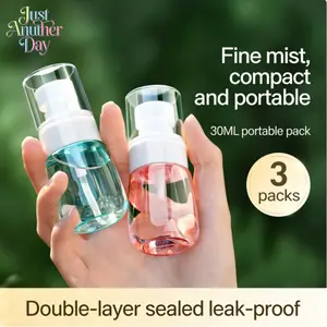 30ML Portable Fine Mist Spray Bottles 3-Pack Set Double Sealed Leak-Proof Refillable Travel Containers for Toner Perfume and Skincare Products Compact and Easy to Carry Perfect for Travel and On-the-Go