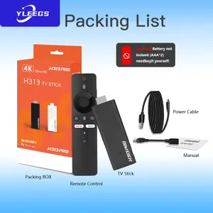 2025 New H313 PRO Mini Fire TV Stick Supports Android 14 Quad-core processor WiFi 6 wireless networking Bluetooth 5.2 ATV functionality USB 2.0 port 8K resolution Remote control operation High contrast | Birthday gift | Halloween gift
