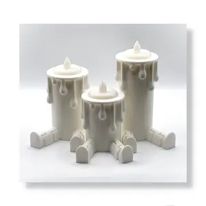 Cute Halloween Decor Indoor - LED Flickering Battery Candles with Legs, Light Up Halloween Table Decor, Desk Decorations - Spooky Lanterns Decorative Indoor! - (Small Candle)