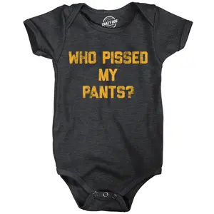 Who Pissed My Pants Baby Bodysuit Funny Sarcastic Graphic Novelty Jumper for Infants Funny Baby Onesies Funny Adult Humor Onesie Novelty Onesie Black -