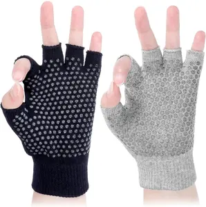 2 Pairs Half-Finger Workout Gloves Non Slip Fingerless Yoga Gloves Fingerless Pilates Glove Weight Lifting Glove for Women for Yoga, Rowing and Cycling