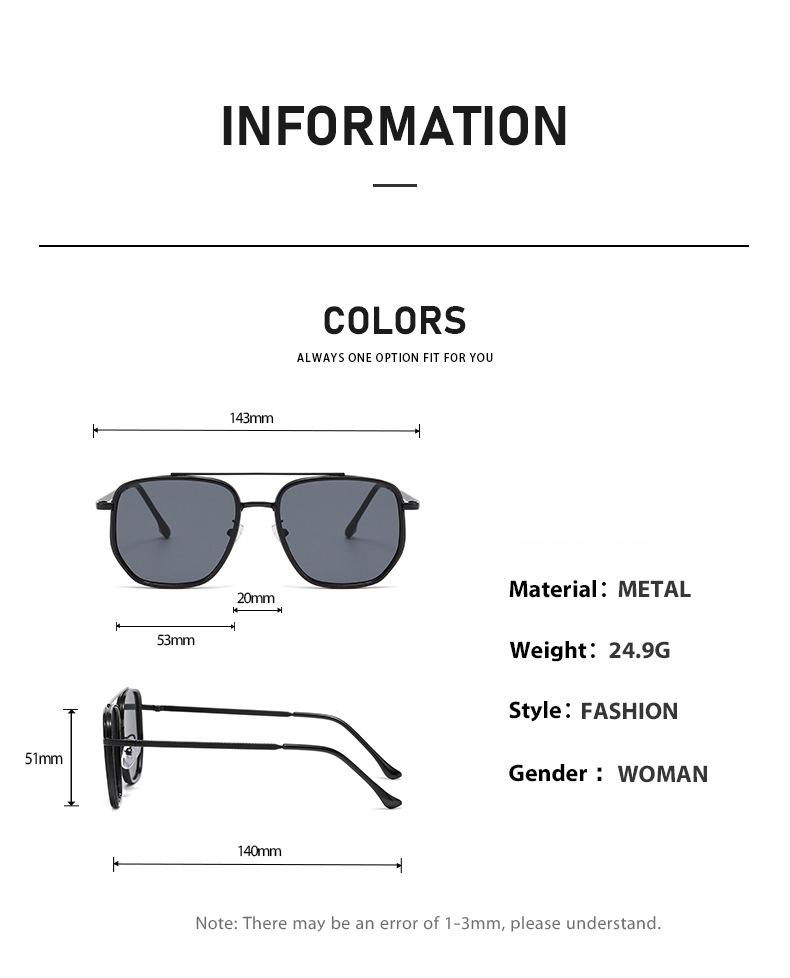 Sleek Double-Bridge Aviator Sunglasses - Textured Metal Frame with Angular Lenses, UV400 Protection Shades Perfect for Everyday Casual and Timeless Street Style