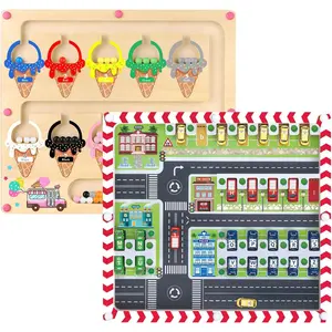 P-ITC0117  2 in 1 Magnetic Color and Number Maze,Alphabet Maze,Montessori Toy for 3-6 Years Old,Wooden Magnet Balls Puzzles,Toddler Busy Board Game,Preschool Learning Activities,Christmas & Birthday Gift for Kid