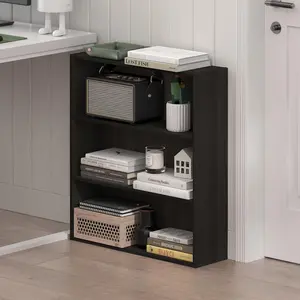BASIC Bookcase, 3-Tier Bookshelf, Cube Storage Bookcase, 7 x 24 x 26, for Living Room Bedroom Home Office, Espresso