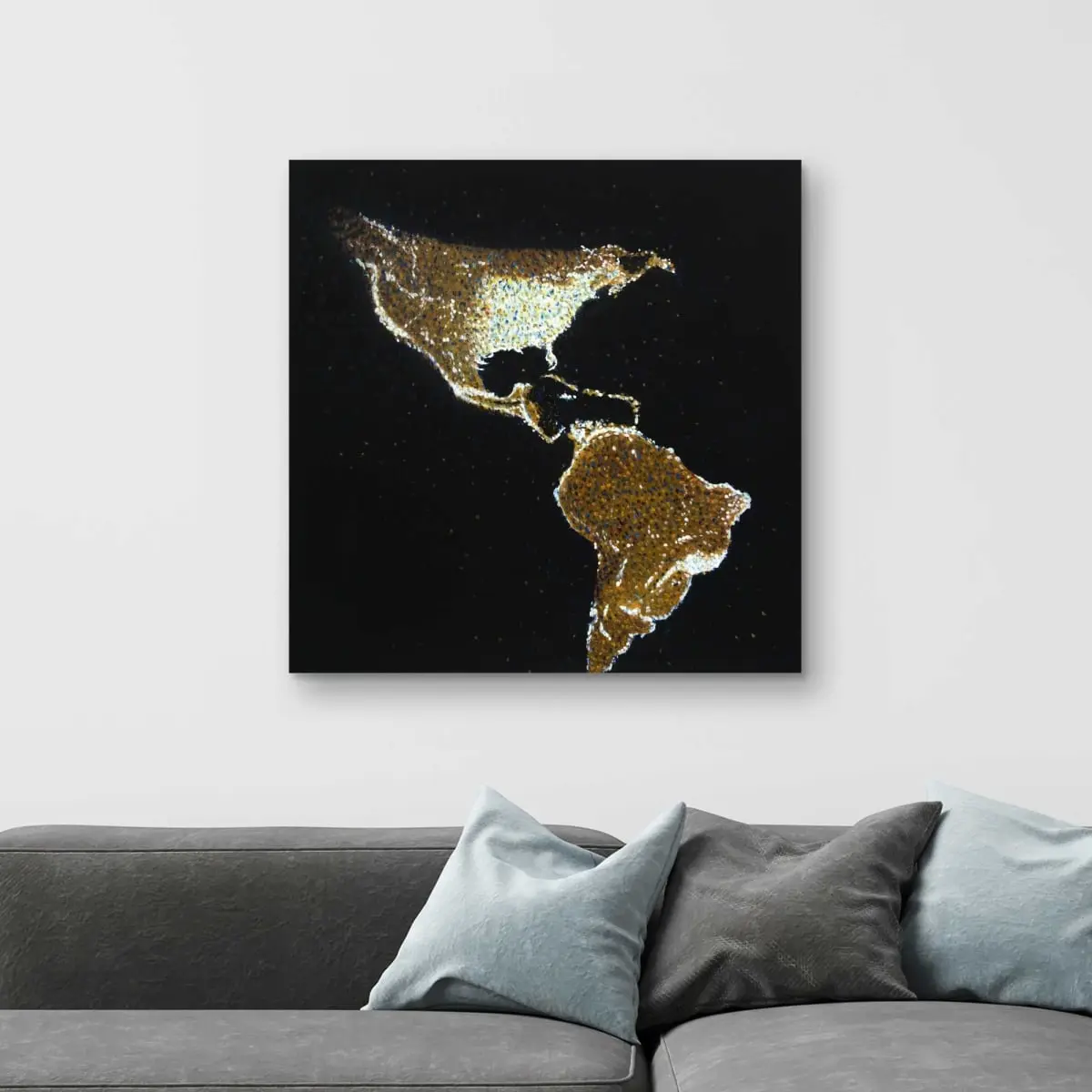 Begin Home Decor C1RC32326FNRSS 32 x 32 in. American Continent At Night - Satellite View Canvas Art
