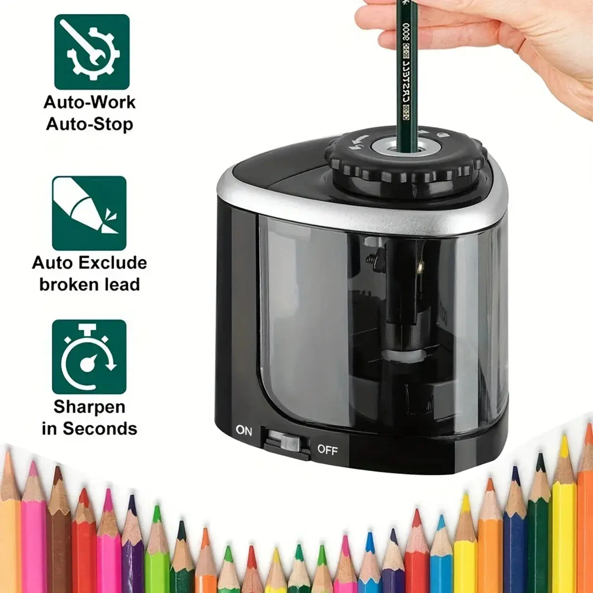 Automatic Electric Pencil Sharpener for 6–8 mm Pencils