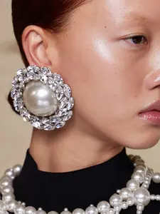 Exaggerated Round Zircon Earrings for Women, Sparkling Unique Luxury Accessory, Statement Jewelry for Special Occasions