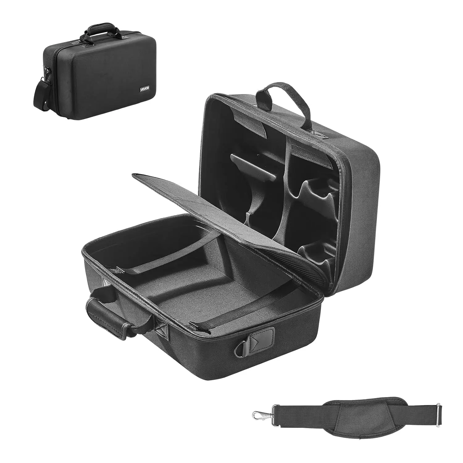 VEVOR PS5 Carrying Case, Travel Bag for Playstation 5 Slim Shockproof EVA, Soft Interior Lining & Padded Dividers for Extra Protection, Spacious Design with Carry Handle for Storage, Home & Party