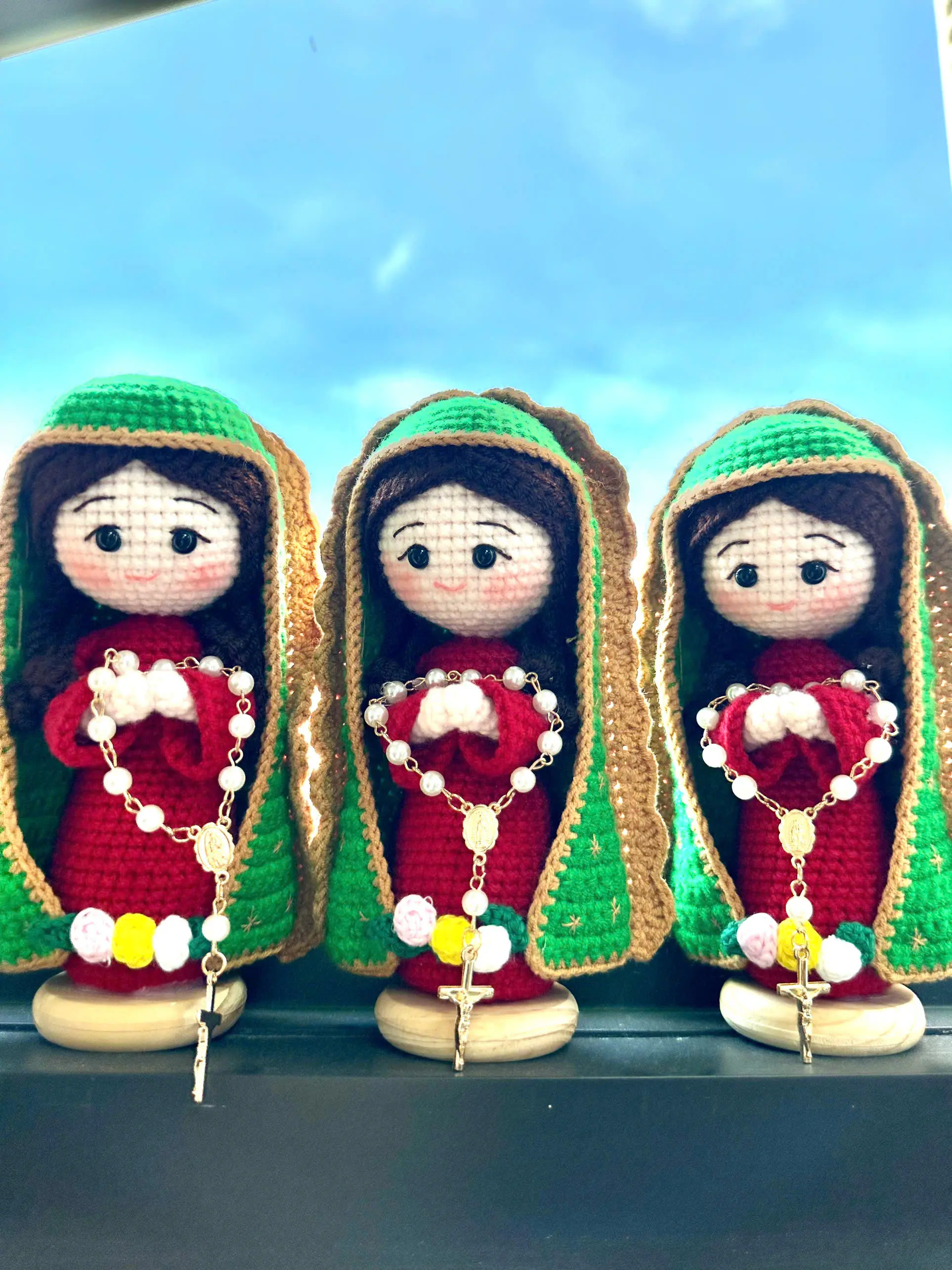 [ Real Photo ]Handmade Our Lady of Guadalupe crochet Denarius amigurumi